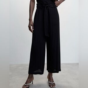 NWOT MANGO Bow Culottes Pants, Size S, Color Black